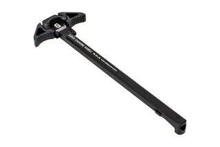 The Geissele Automatics 7.62 super charging handle features a black anodized finish